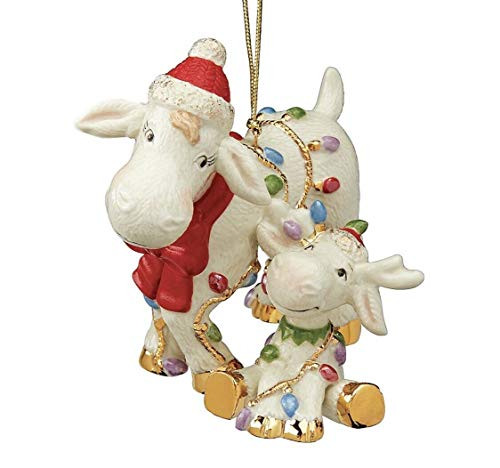Lenox Merry Marcie and Baby Marcel Moose Ornament Marcel the moose family New in box