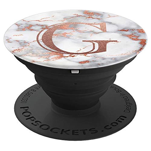 Marble with Letters G Monogram Pink Letter for Initial PopSockets Grip and Stand for Phones and Tablets