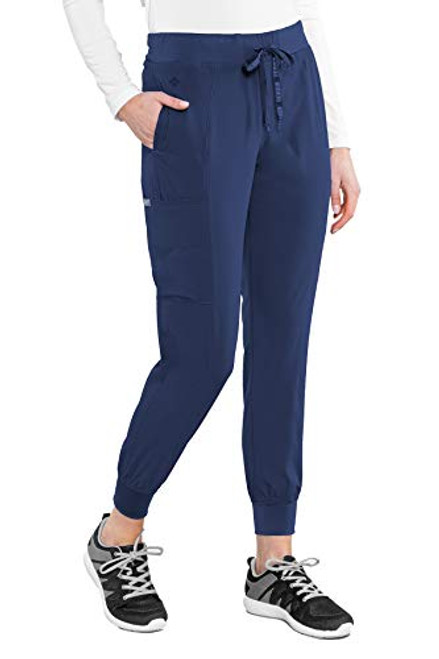 Med Couture Peaches Womens Seamed Jogger Pant  Navy  Small