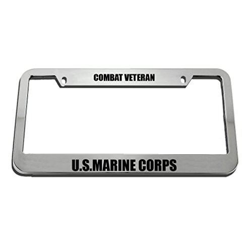 Speedy Pros Combat Veteran U-S-Marine Corps Zinc Metal License Plate Frame Car Auto Tag Holder - Chrome 2 Holes Speedy Pros Combat Veteran U-S-Marine Corps Zinc Metal License Plate Frame Car Auto Tag Holder - Chrome 2 Holes