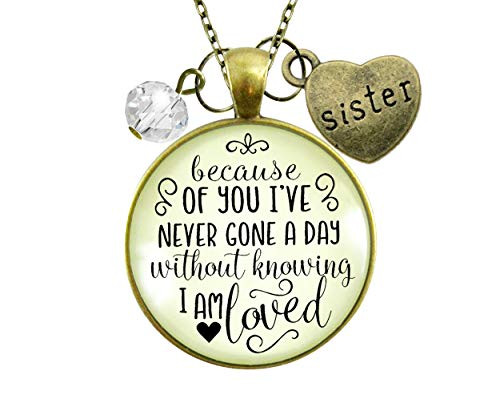 Gutsy Goodness 36 Sister Necklace Because of Your Love Gift Family Womens Jewelry Gutsy Goodness 36 Sister Necklace Because of Your Love Gift Family Womens Jewelry