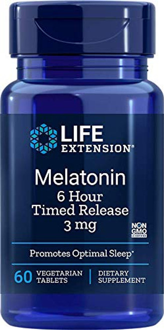 Life Extension Melatonin 6 Hour Timed Release 3 mg 60 Vegetarian Tablets 60 Tablets Life Extension Melatonin 6 Hour Timed Release 3 mg 60 Vegetarian Tablets 60 Tablets