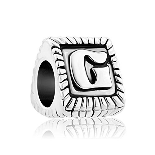 Lifequeen Letters A-Z Alphabet Charms Initial Spacer European Beads for Bracelets -G-