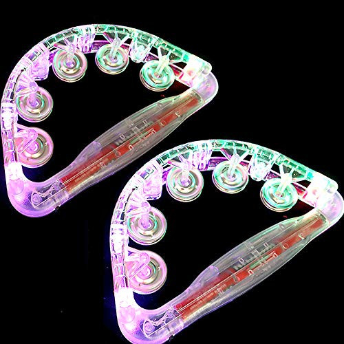 LED TAMBOURINE  LIGHT UP TOYS FOR ADULTS KID  LIGHT UP MUSICAL FLASHING TAMBOURINE -2 PACK-