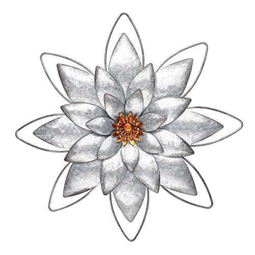 SONGXIN Bohemian Wall Art Sculptures Hanging Metal Flower Decorations Indoor or Outdoor for Bathroom Livingroom Garden Galvanized 13-5 Inch SONGXIN Bohemian Wall Art Sculptures Hanging Metal Flower Decorations Indoor or Outdoor for Bathroom Livingroom Garden Galvanized 13-5 Inch
