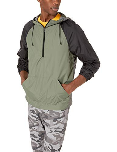 UGG Mens Jayce Anorak Jacket  Dark Olive-Charcoal-Black  M