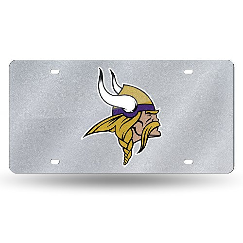 NFL Minnesota Vikings Bling Laser Cut Auto Tag Plate  12 x 6-Inch  Silver