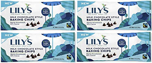 Lilys Sweets Stevia Sweetened Baking Chips 35 Cacao Milk Chocolate 9 Ounce Pack Of 4