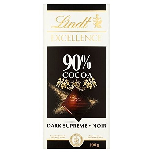 Lindt Excellence 90 Dark Supreme Chocolate Bar 100g - Pack of 6