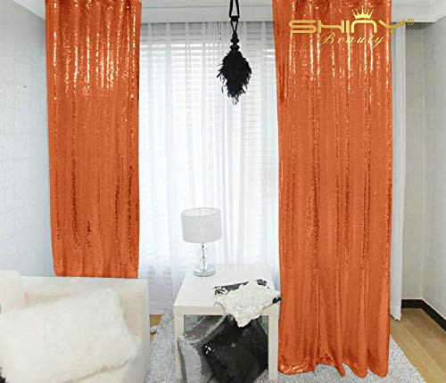 Orange Sequin Curtains 2 Panels 2FTx8FT Baby Backdrop Glitter Backdrop Sequin Backdrop for Wedding N0319