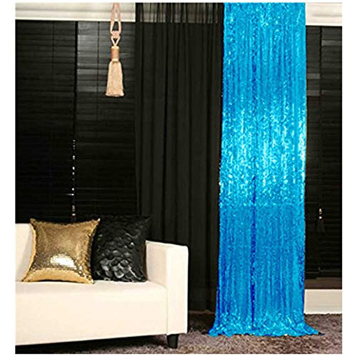 Sequin Curtains 2 Panels Turquoise 2FTx8FT Sequin Photo Backdrop Aqua Sequin Backdrop Curtain Pack of 2 -1011E