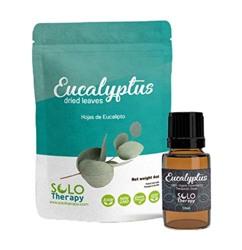 Organic Eucalyptus Dried Cut Leaves 4 oz- Tea   Hojas de Eucalipto   Te de Eucalipto   and Eucalyptus Essential Oil 10 ml -Eucalyptus Dried Cut Leaves