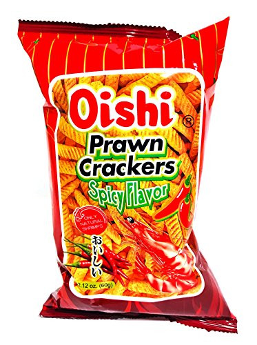 Oishi Prawn Crackers Spicy Flavor 2-12oz Pack of 4