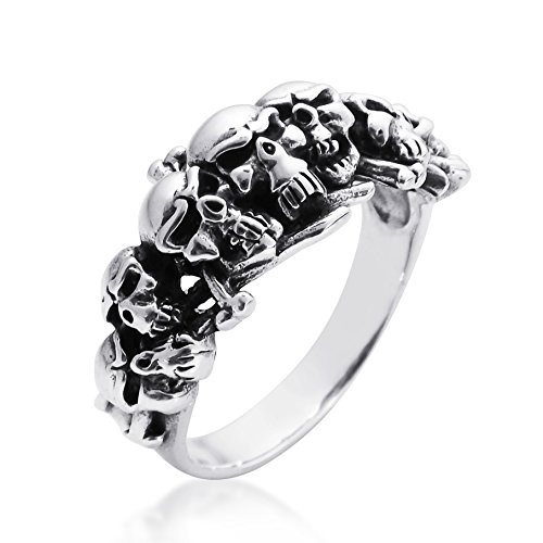 AeraVida Ominous Pirate Skull and Crossbones -925 Sterling Silver Ring -9-