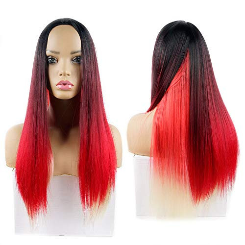 Halloween Wig Long Wig Double Ombre Colorful Wig 26Inch Female Middle Hairline Silk Synthetic Fiber Full Wig Heat-resistant Fiber Wig Cosplay Daily Pa Halloween Wig Long Wig Double Ombre Colorful Wig 26Inch Female Middle Hairline Silk Synthetic Fiber Full Wig Heat-resistant Fiber Wig Cosplay Daily Pa