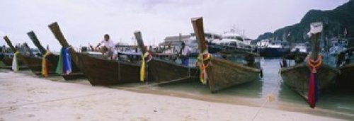 Posterazzi Longtail boats moored Ton Sai Beach Ko Don Phi Islands Thailand Poster Print -36 x 13- Posterazzi Longtail boats moored Ton Sai Beach Ko Don Phi Islands Thailand Poster Print -36 x 13-