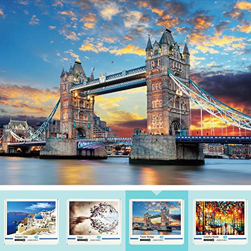 LOOCH 1000 Piece Puzzles for Adults - London Tower Bridge Landscape Jigsaw Puzzles Educational Game - Puzzle Decoration Toys Gift for Kids - Challengi