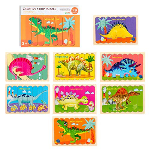 XXIA Dinosaur Wooden Jigsaw Puzzle Brain Development Sorting and Stacking Toys Peg Puzzle Preschool Montessori Educational Toys for Toddlers Kids Boys XXIA Dinosaur Wooden Jigsaw Puzzle Brain Development Sorting and Stacking Toys Peg Puzzle Preschool Montessori Educational Toys for Toddlers Kids Boys