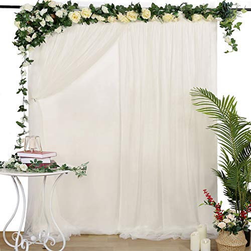Ivory Tulle Backdrop Curtains 5ftx7ft Weddings Photography Backdrop Outdoor Engagement Party Decoration Drape Backdrop