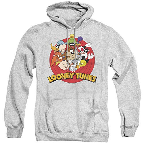 Trevco Looney Tunes Smaller Group Unisex Adult Pull-Over Hoodie for Men and Women  Large Athletic Heather
