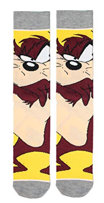 Mens Looney Tunes Taz Tasmanian Devil Crew Socks Yellow Mens Looney Tunes Taz Tasmanian Devil Crew Socks Yellow