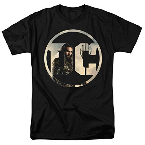 Justice League Movie Aquaman DC Comics Logo T Shirt and Stickers -Medium- Black