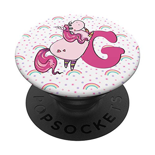 Unicorn Letter G Rainbow Monogram G Initial Girls Gift PopSockets Grip and Stand for Phones and Tablets
