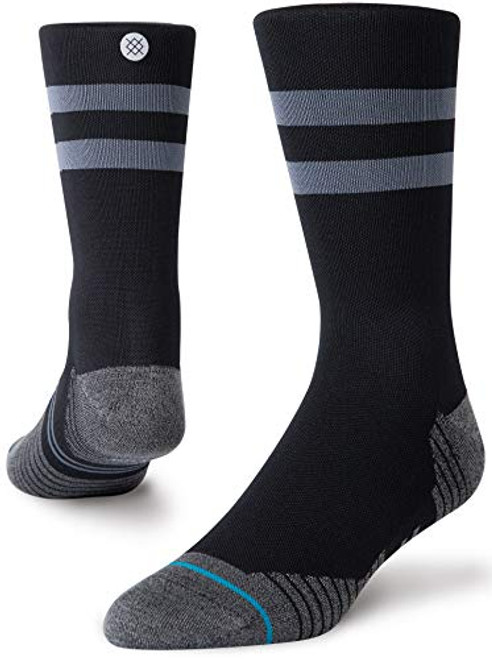 Stance Mens A418A20RLC Run Light Crew St Sock  Black - L