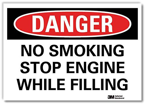 Smartsign U3-1857-RD-14X10Danger NO Smoking Stop Engine While Filling Reflective Self-Adhesive Decal  14 x 10
