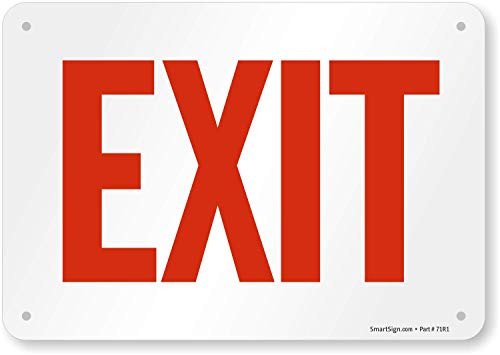 SmartSign Aluminum Sign  Legend Exit  7 high x 10 wide  Red on White