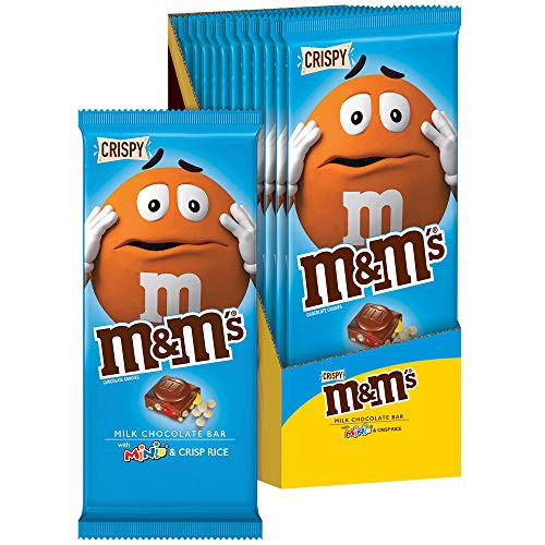 MandMS Minis and Crispy Rice Chocolate Candy Bar  4 Ounce -Pack of 12-