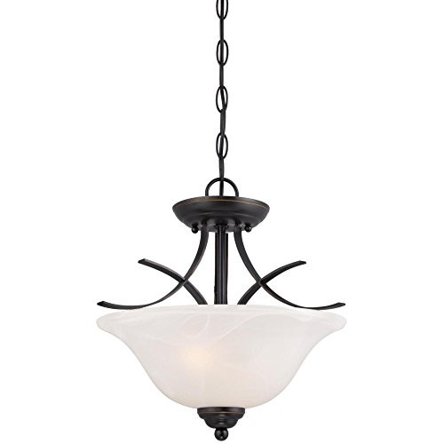 Westinghouse 6340300 Pacific Falls Two-Light Indoor Convertible Pendant/Semi-Flush Ceiling Fixture, Amber Bronze Finish with White Alabaster Glass Westinghouse 6340300 Pacific Falls Two-Light Indoor Convertible Pendant/Semi-Flush Ceiling Fixture, Amber Bronze Finish with White Alabaster Glass