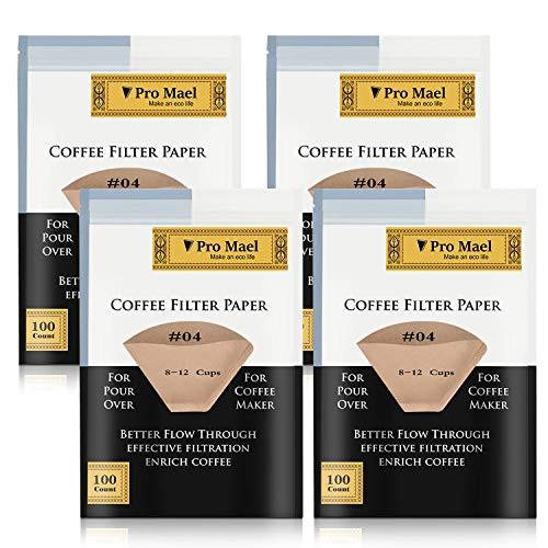 4 Cone Coffee Filters Paper Disposable for Pour Over and Drip Coffee Maker 400 Count  Better Filtration No Blowouts Made from Unbleached Imported Jap
