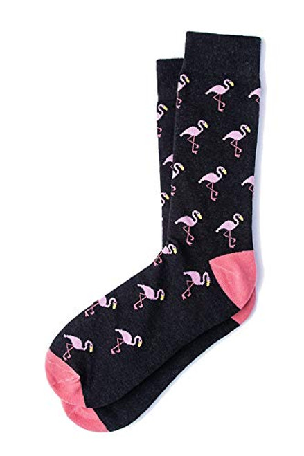 Mens Tropical Pink Flamingo Birds Novelty Crew Dress Black Size One Size Mens Tropical Pink Flamingo Birds Novelty Crew Dress Black Size One Size