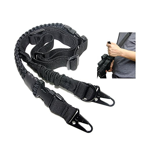 Less Side 2 Point Rifle Sling 550 Paracord Gun Sling Quick Adjust Gun Shoulder Strap Removable Paracord Survival Strap HK Hooks Two Point Hunting Slin