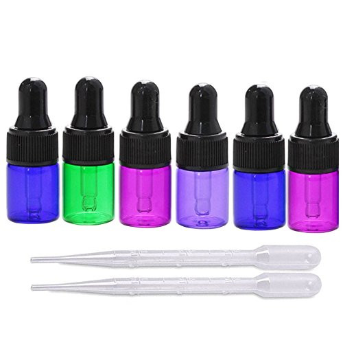 Multicolor Glass Dropper Bottles Mini Essential Oils Dropper Bottles Empty Refillable Perfume Sample Bottle Makeup Glass Vials With Dropper Pipette 2m