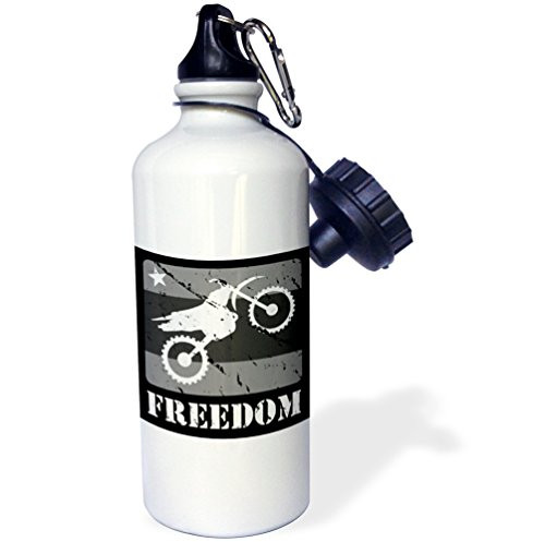 3dRose Distressed Illustration Bike with Dirt Lover Black Text Sports Water Bottle  21oz  Multicolored