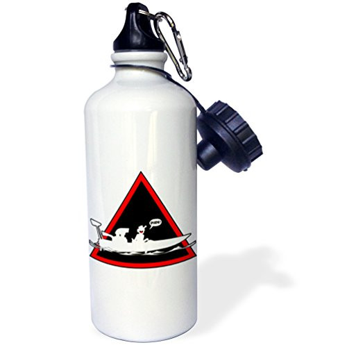 3dRose Warning triangle with a stickman racing his drag boat  yelling DUDE-Sports Water Bottle  21oz   21 oz  Multicolor