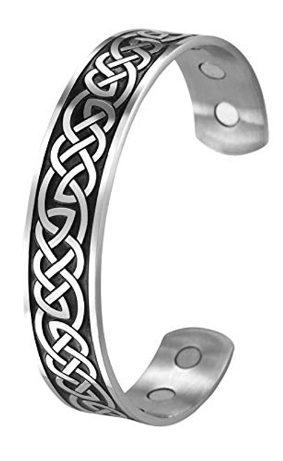 TEAMER Celtic Knot Magnetic Therapy Bracelet Health Care Norse Bangle Stainless Steel Antique Silver Black Pain Relief Cuff Bangle Best Gifts for Men TEAMER Celtic Knot Magnetic Therapy Bracelet Health Care Norse Bangle Stainless Steel Antique Silver Black Pain Relief Cuff Bangle Best Gifts for Men