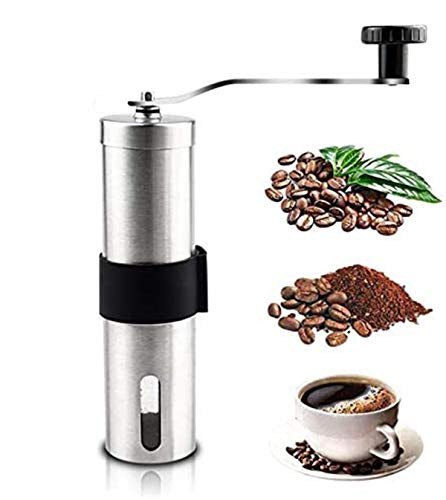 Manual Coffee Grinder Hand Coffee Bean Grinder with Adjustable Setting Conical Burr Mill Brushed Stainless Steel Whole Bean Burr Coffee Grinder for Dr
