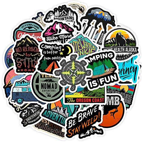 50 Pcs Trendy Non-Repetitive Waterproof Outdoor Camping Vinyl Stickers for Kids Teens Boys Girls  Funny Aesthetic Stickers Pack for Hydroflasks Comput