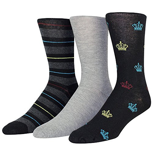 Steve Madden Mens Crowns and Stropes Crew  Dark black-gray heather  One Size