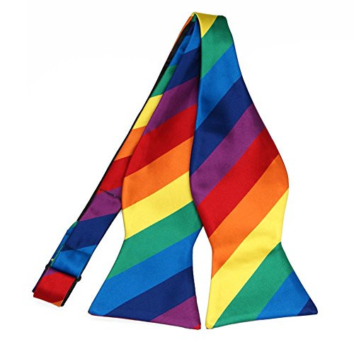 TieMart Rainbow Striped Self-Tie Bow Tie