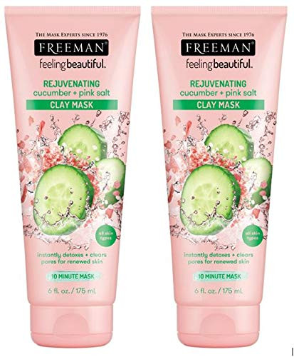 Freeman Rejuvenating Clay Facial Mask  Purifying  Exfoliating  and Detoxifying Beauty Face Mask  6 oz  2 Pack