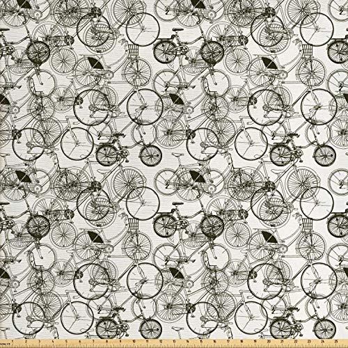 Ambesonne Sketchy Fabric by The Yard  Vintage Retro Bicycle Bike Hand Drawn Vector Abstract Design Image Artwork  Decorative Fabric for Upholstery and
