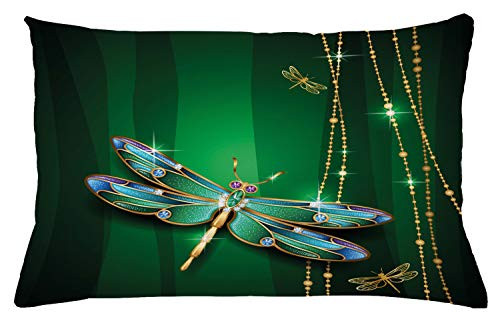 Ambesonne Dragonfly Throw Pillow Cushion Cover  Vivids in Gemstone Crystal Diamond Shapes Graphic Effects  Decorative Rectangle Accent Pillow Case  26