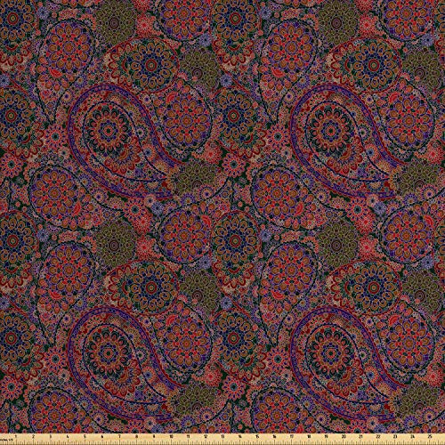 Ambesonne Ethnic Fabric by The Yard Leaves with Details South Oriental Inspired Paisley Retro Artwork Decorative Fabric for Upholstery and Home Acce Ambesonne Ethnic Fabric by The Yard Leaves with Details South Oriental Inspired Paisley Retro Artwork Decorative Fabric for Upholstery and Home Acce