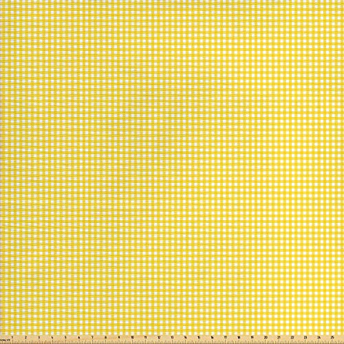 Ambesonne Checkered Fabric by The Yard  Classic English Pattern in Yellow Picnic in Summertime Theme Retro Striped  Decorative Fabric for Upholstery a
