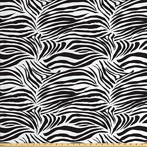Ambesonne Zebra Print Fabric by The Yard  Striped Zebra Animal Print Nature Wildlife Inspired Simplistic Illustration  Decorative Fabric for Upholster