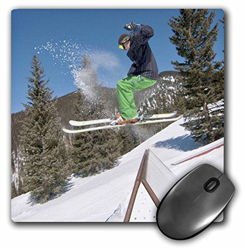 3dRose LLC 8 x 8 x 0-25 Inches Mouse Pad  Man Skiing  Lee Klopfer -mp-92865-1-